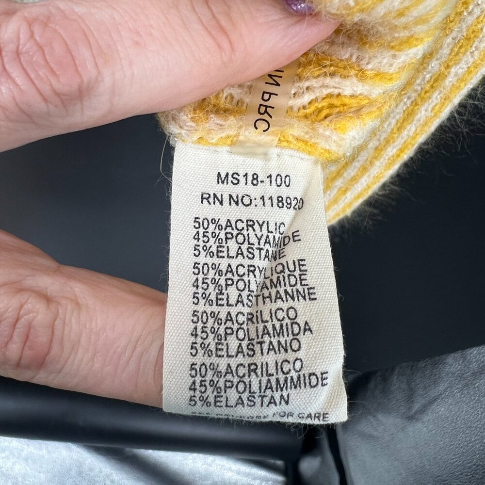 FRNCH mockneck butter yellow oversized sweater coastal grandma knit cozy S M - Picture 4 of 10